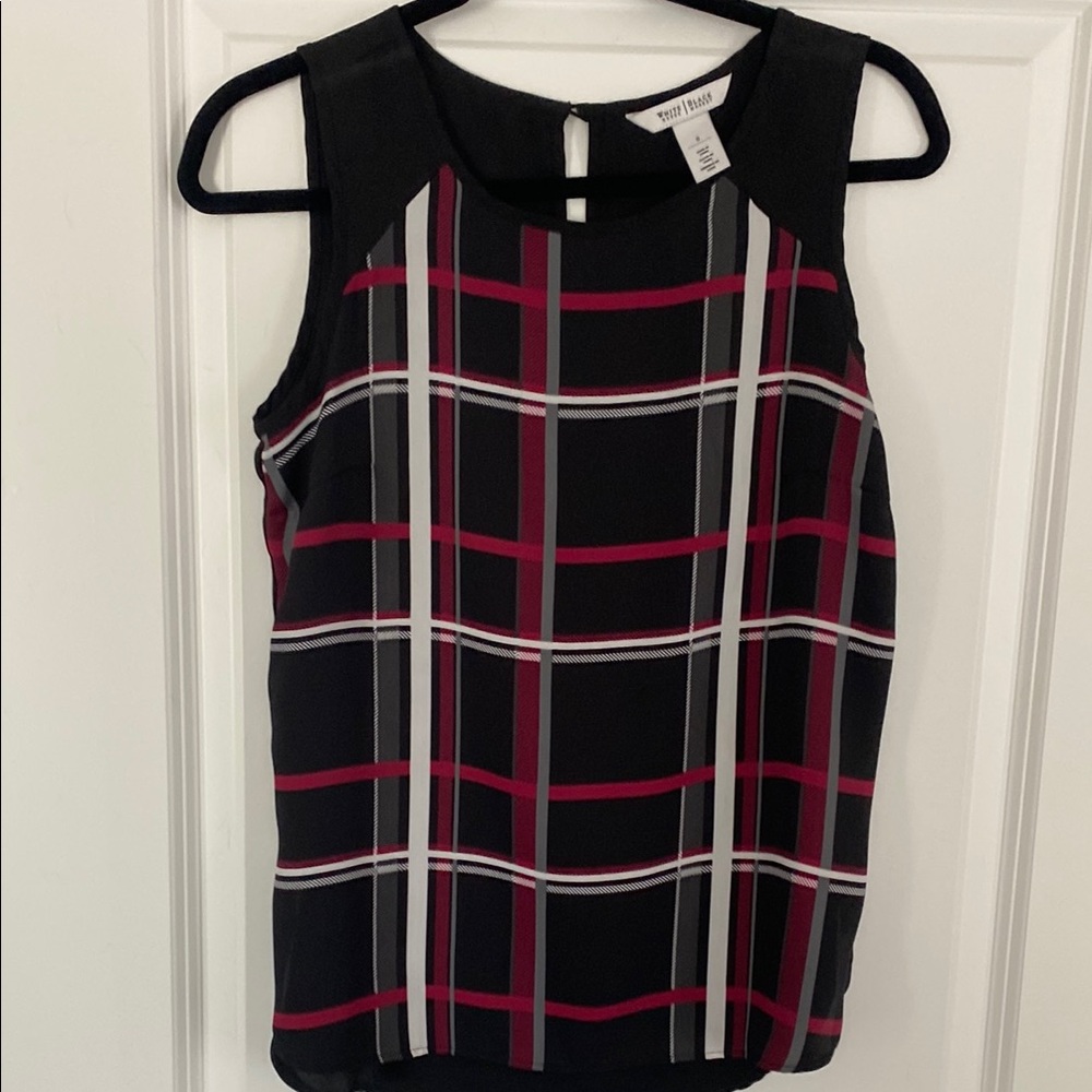 White House Black Market Black and Pink Sleeveless Tank Top